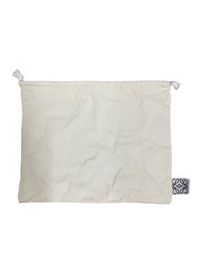 Loewe Ivory Herringbone Drawstring Dust Bag Pouch Logo Designer for Women